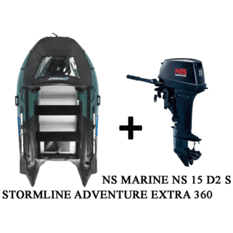 Лодка ПВХ STORMLINE ADVENTURE EXTRA 360 + 2х-тактный лодочный мотор NISSAN MARINE NS 15 D2 S