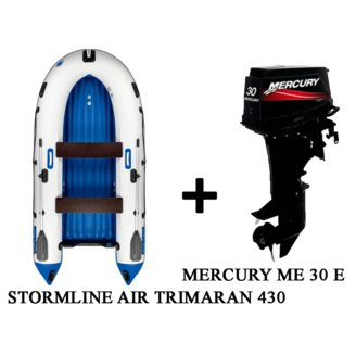 Лодка ПВХ STORMLINE AIR TRIMARAN 430 + 2х-тактный лодочный мотор MERCURY ME 30 E